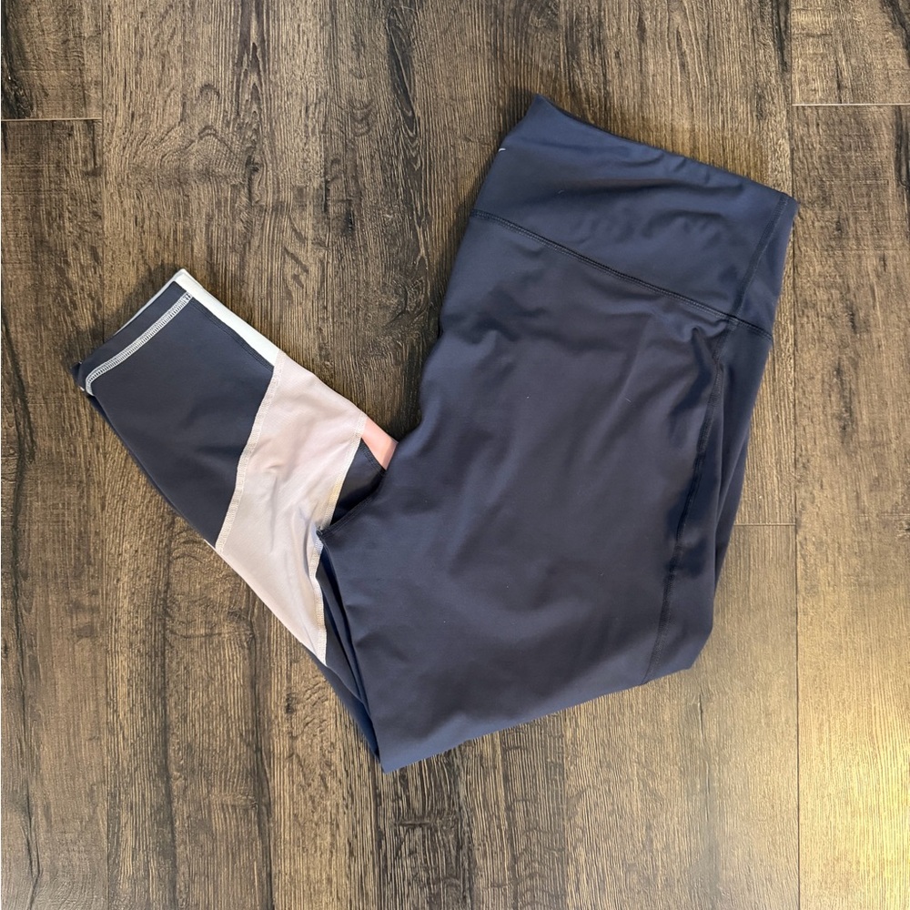 Old Navy | Elevate Legging | Colorblock w/ mesh | XXL | Navy Blue, Pink & White